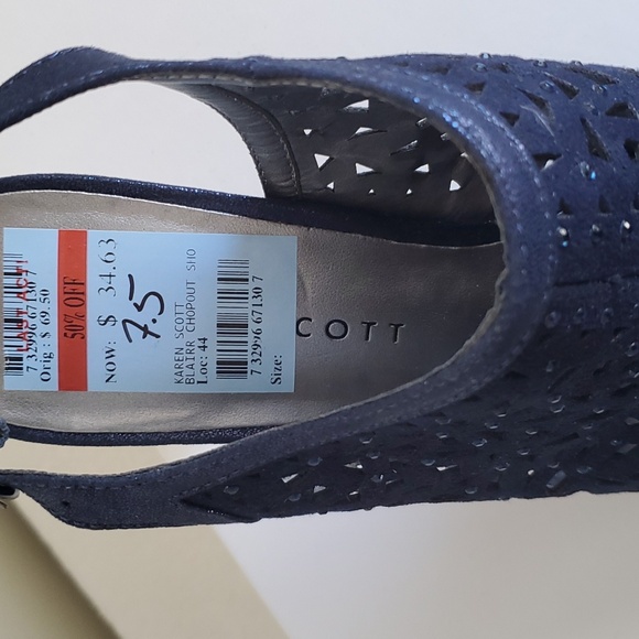 Sling Back Cut Out Navy Shoe with Rhinestones NWT - Picture 7 of 8